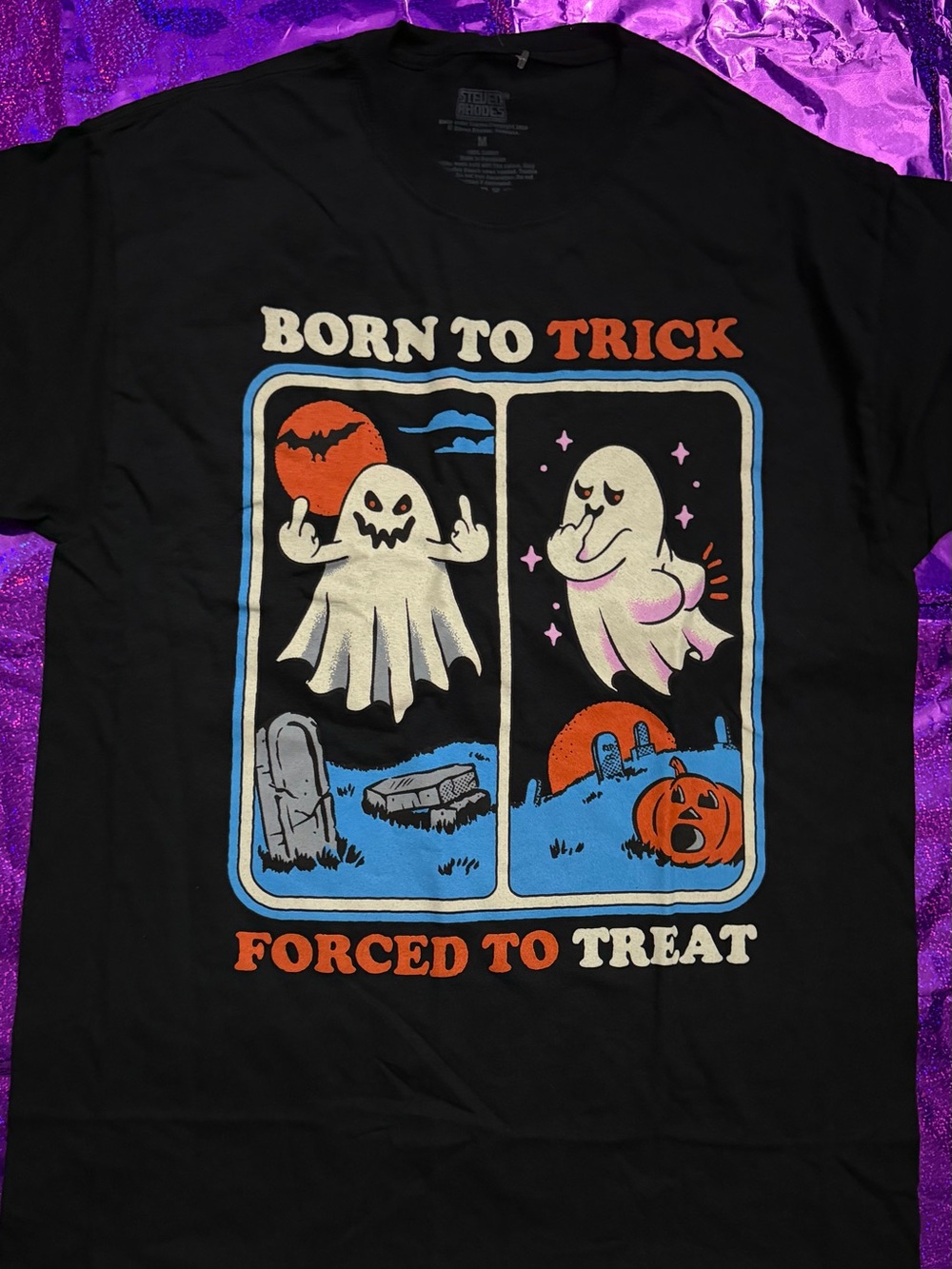 Men "Born to Trick" Halloween Graphic Tee - Black